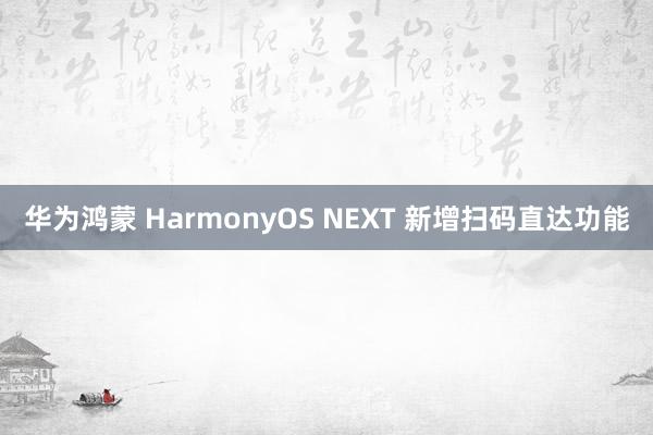 华为鸿蒙 HarmonyOS NEXT 新增扫码直达功能