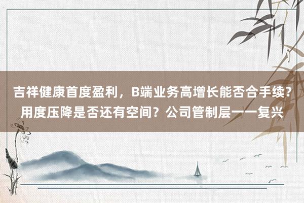 吉祥健康首度盈利，B端业务高增长能否合手续？用度压降是否还有空间？公司管制层一一复兴